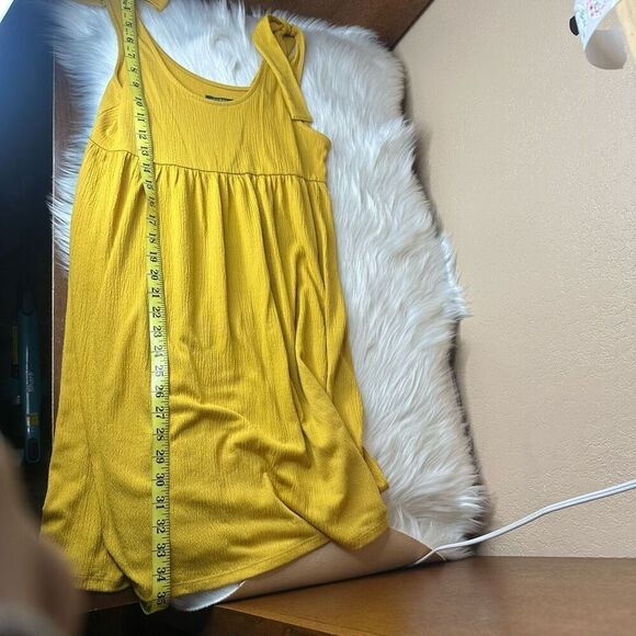 Wild Fable Mustard Shoulder Tie Textured Sleeveless Dress Size Medium - Picture 7 of 9